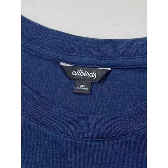 Allbirds Navy Blue Short Sleeve Crew Neck Classic T-Shirt Mens Size XXL Arm Logo - Picture 2 of 7